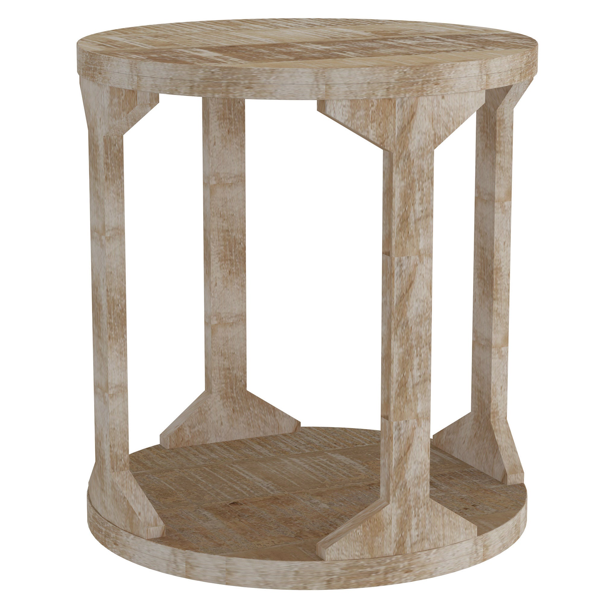 Avni Accent Table - Distressed Natural Solid Mango Wood-Accent Table-DECOROLALA