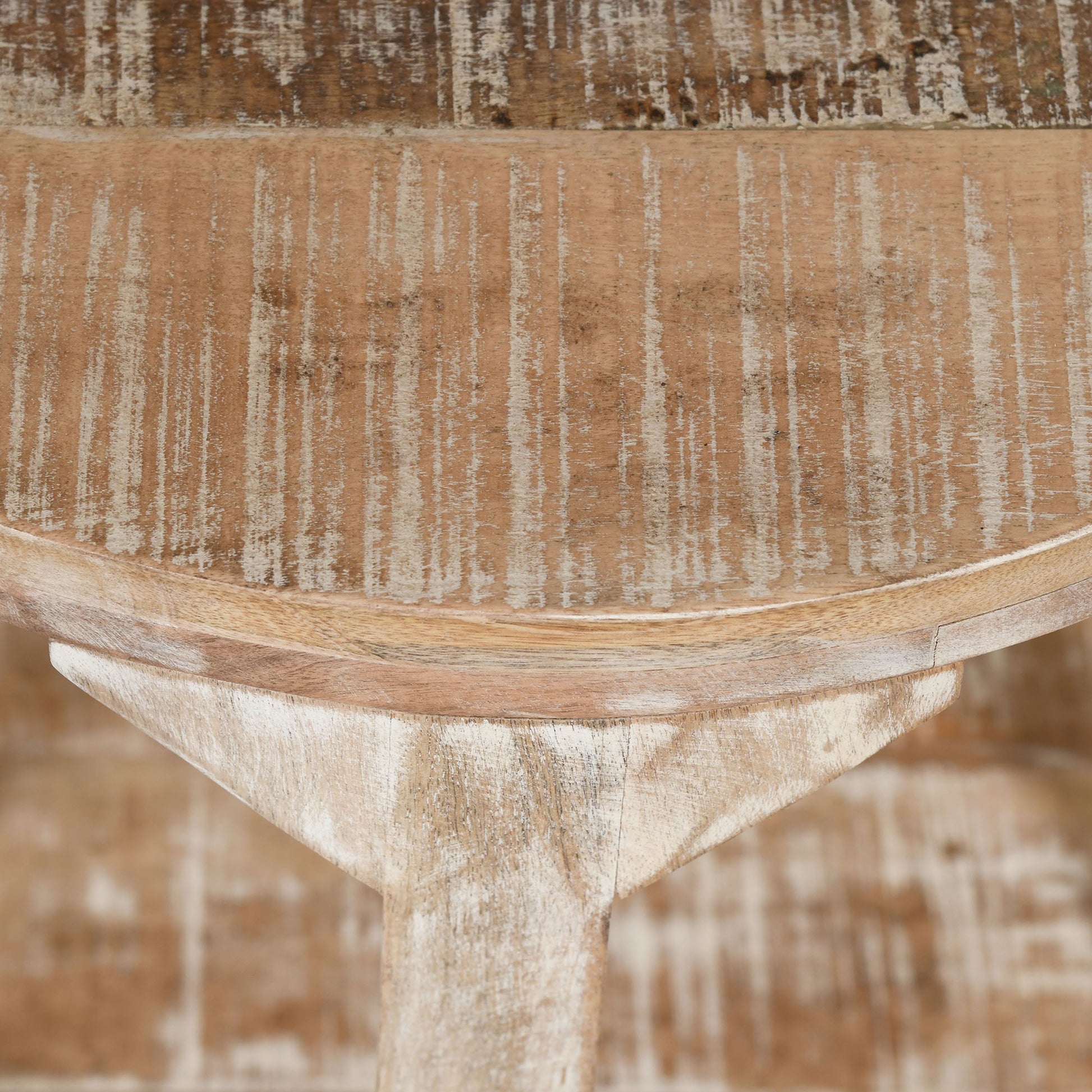 Avni Accent Table - Distressed Natural Solid Mango Wood-Accent Table-DECOROLALA