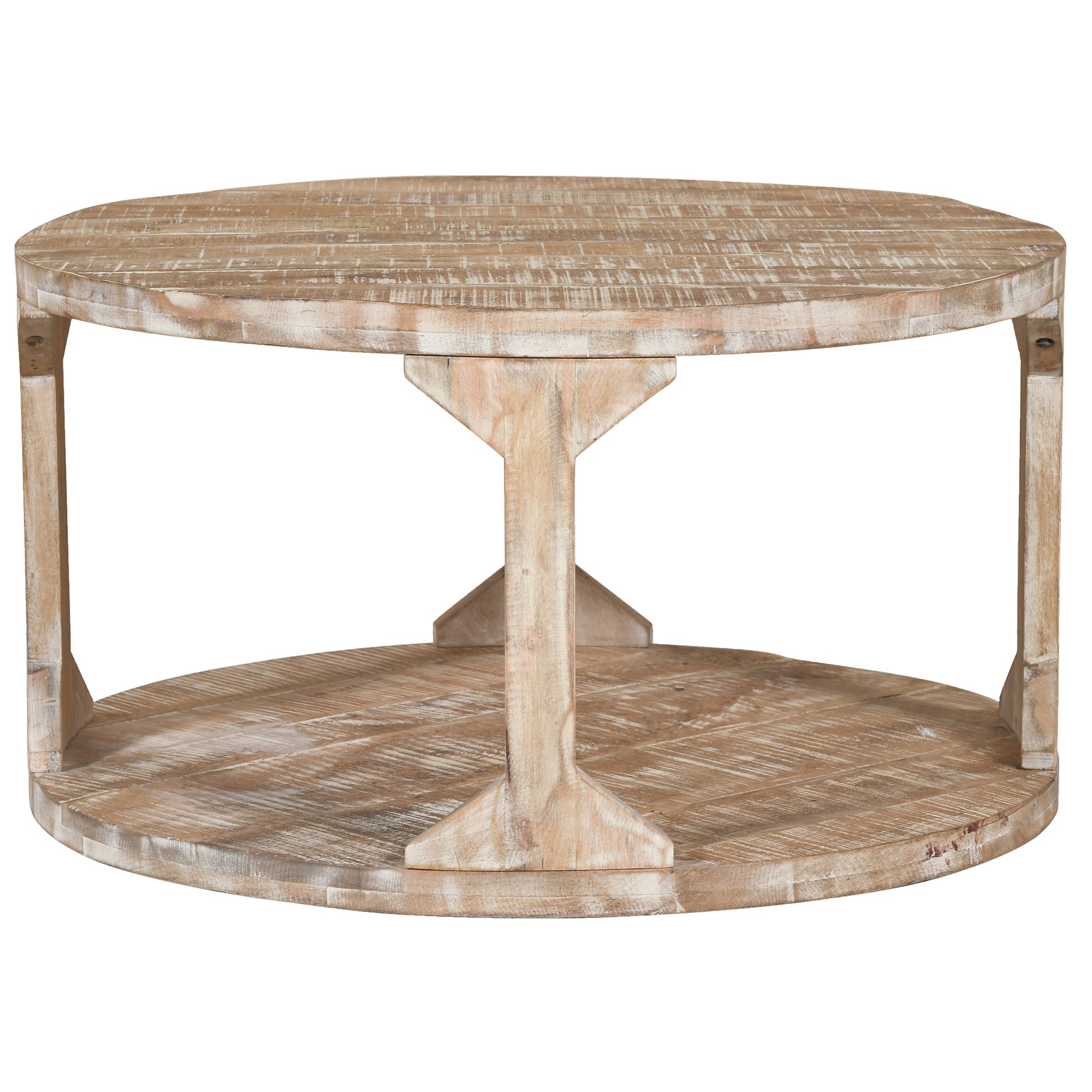 Avni Coffee Table - Distressed Natural Solid Mango Wood-Coffee Table-DECOROLALA