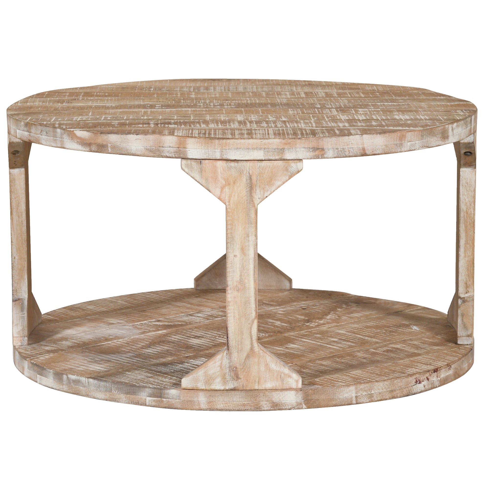 Avni Coffee Table - Distressed Natural Solid Mango Wood-Coffee Table-DECOROLALA