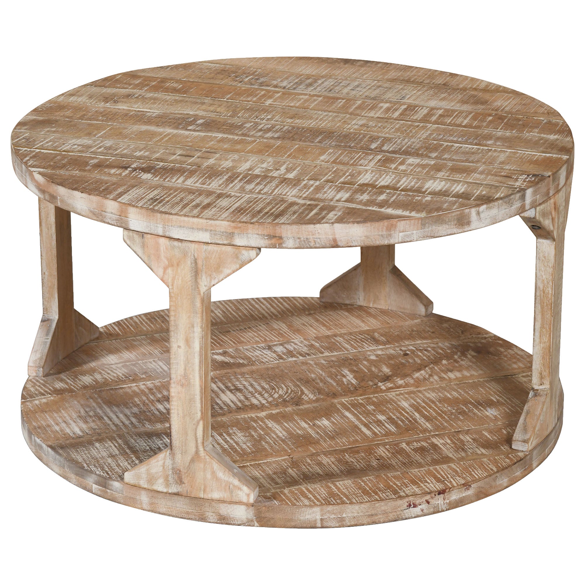 Avni Coffee Table - Distressed Natural Solid Mango Wood-Coffee Table-DECOROLALA