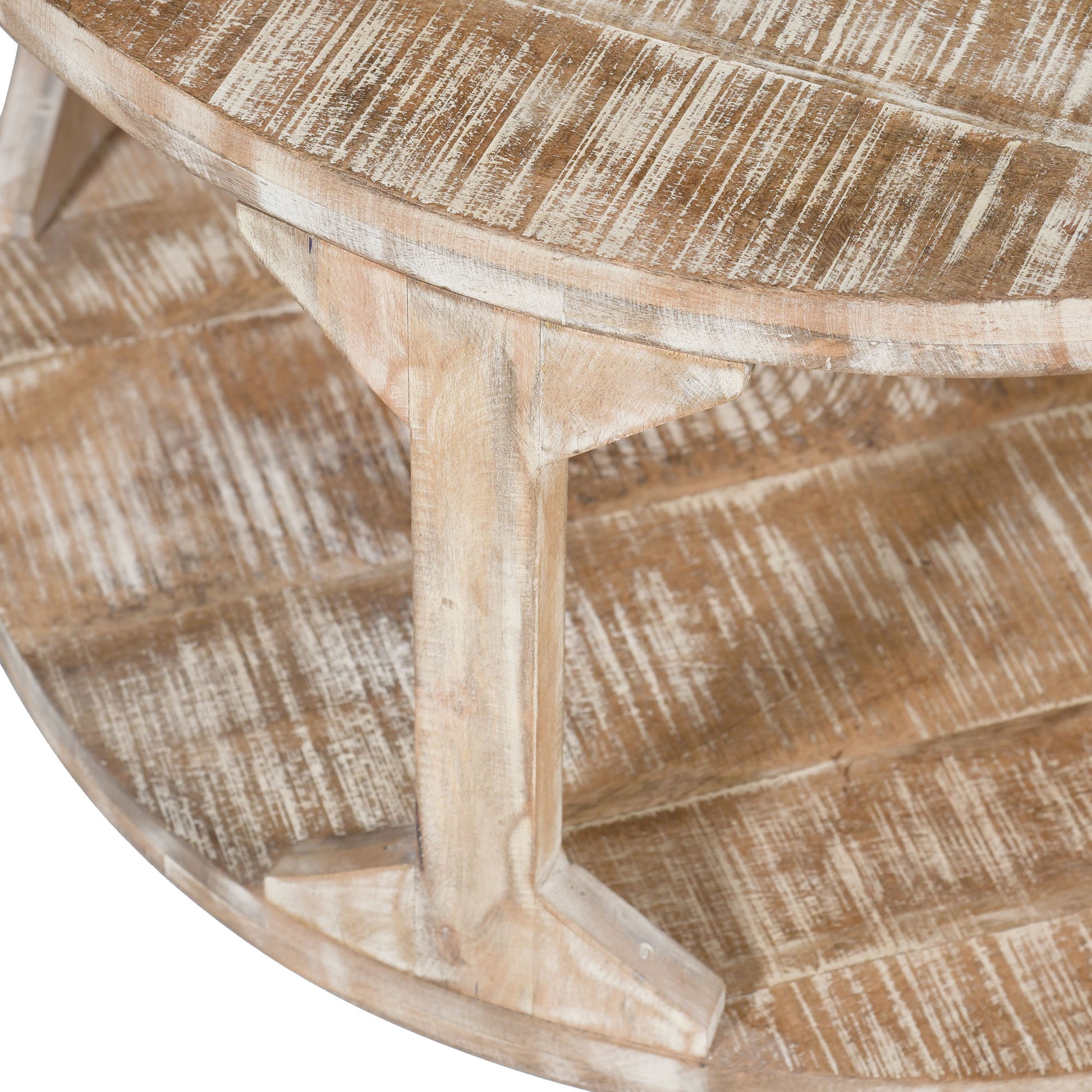 Avni Coffee Table - Distressed Natural Solid Mango Wood-Coffee Table-DECOROLALA