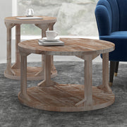 Avni Coffee Table - Distressed Natural Solid Mango Wood-Coffee Table-DECOROLALA