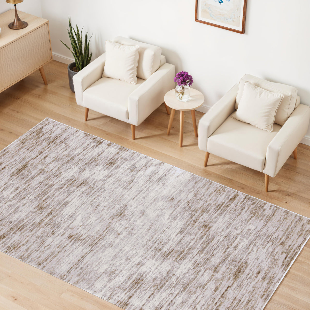 Aya Brown Beige Area Rug-Area Rugs-DECOROLALA