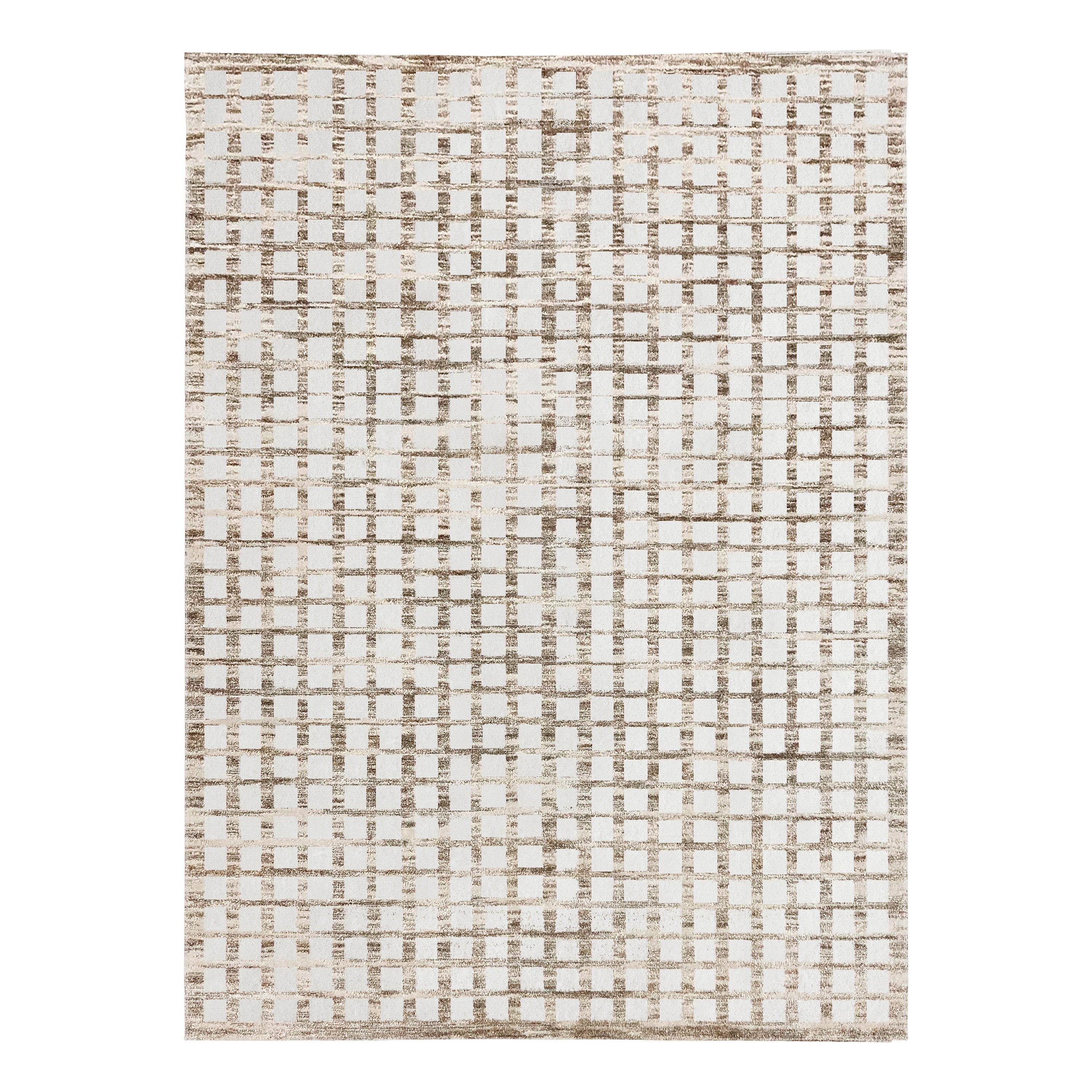 Aya Brown and Beige Geometric Carpet-DECOROLALA