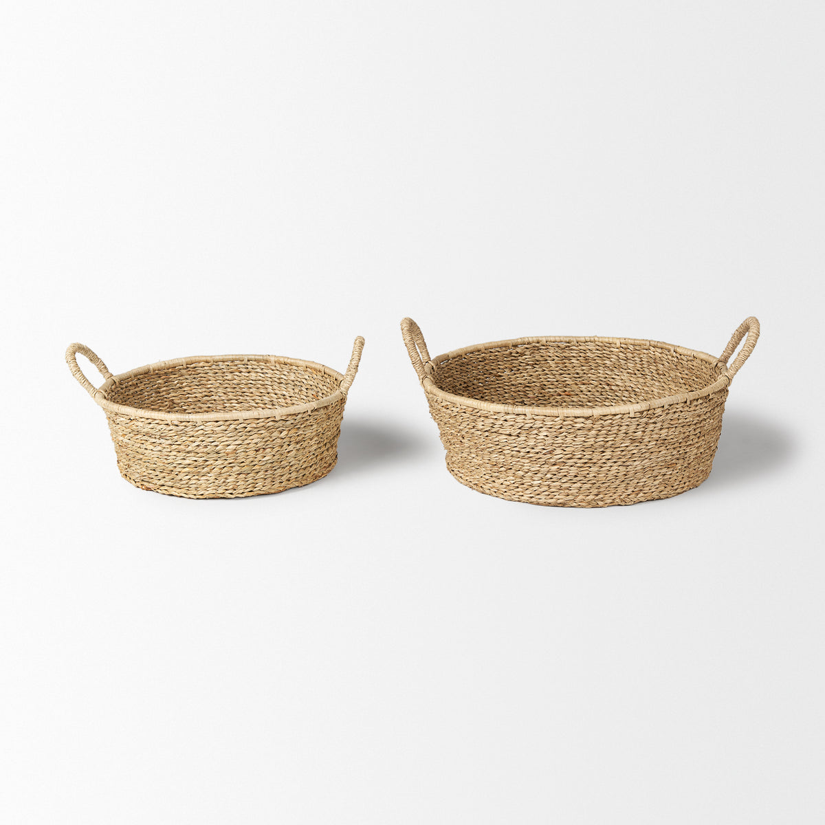 Ayanna Set of 2 Deep Nesting Seagrass Baskets w/ Handles-Decorative Baskets-DECOROLALA