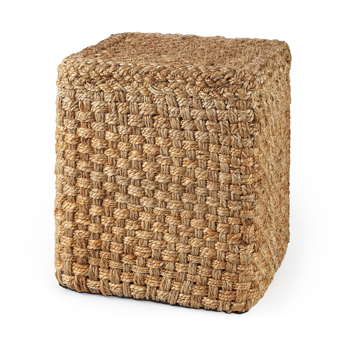 Aylin 16.5" Square Brown Jute Pouf-Poufs-DECOROLALA