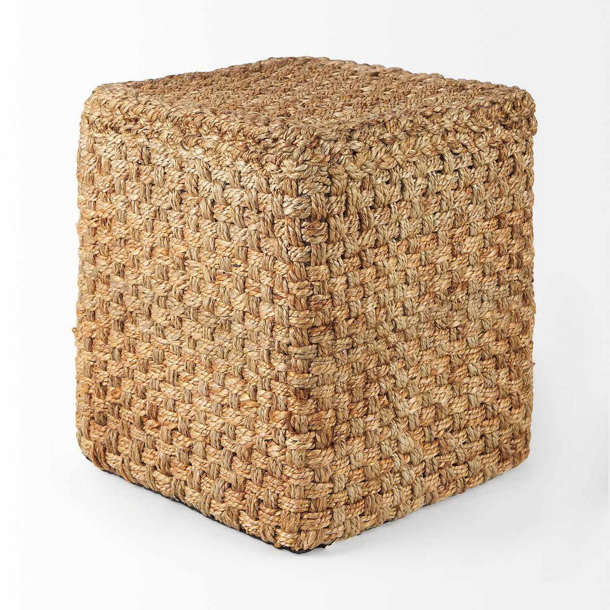 Aylin 16.5" Square Brown Jute Pouf-Poufs-DECOROLALA