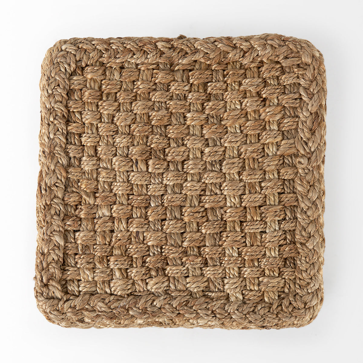 Aylin 16.5" Square Brown Jute Pouf-Poufs-DECOROLALA