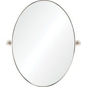 Azalea 24" Tall Oval Wall Mirror, Grey-Mirror-DECOROLALA