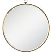 Azam 34" Tall Round Wall Mirror, Yellow-Mirrors-DECOROLALA