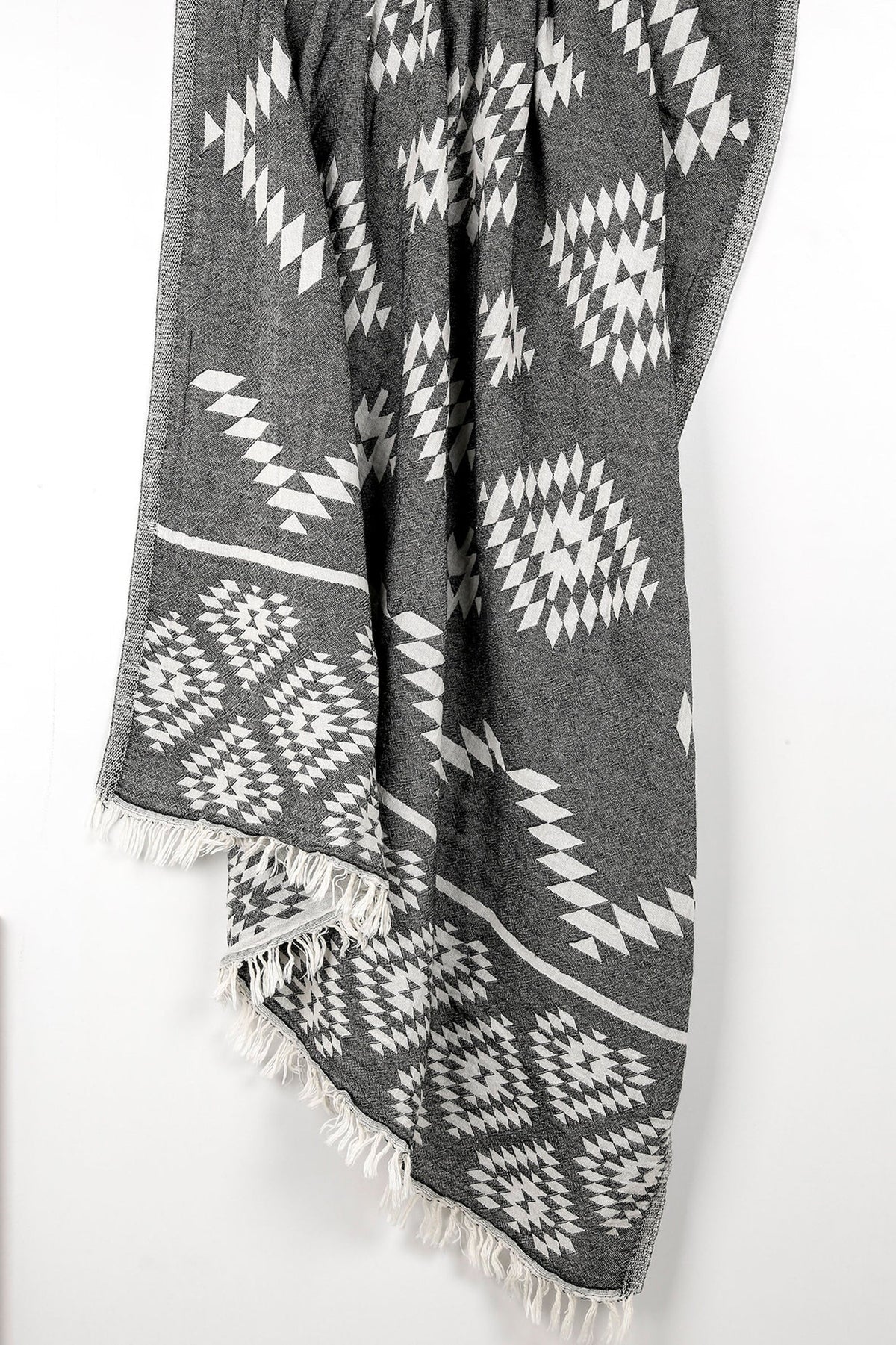 Aztec Black Turkish Towel 40x70 Double Sided-Bath Towels-DECOROLALA
