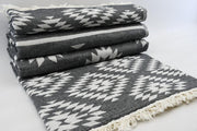 Aztec Black Turkish Towel 40x70 Double Sided-Turkish Towel-DECOROLALA