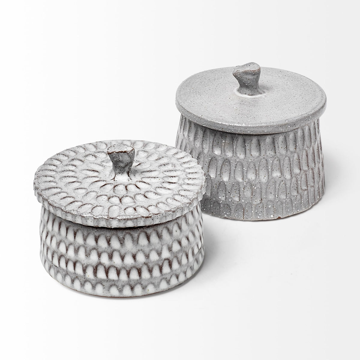 Azul (Small) 5L x 5W Gray Ceramic Detailed Decorative Box-Bowls-DECOROLALA