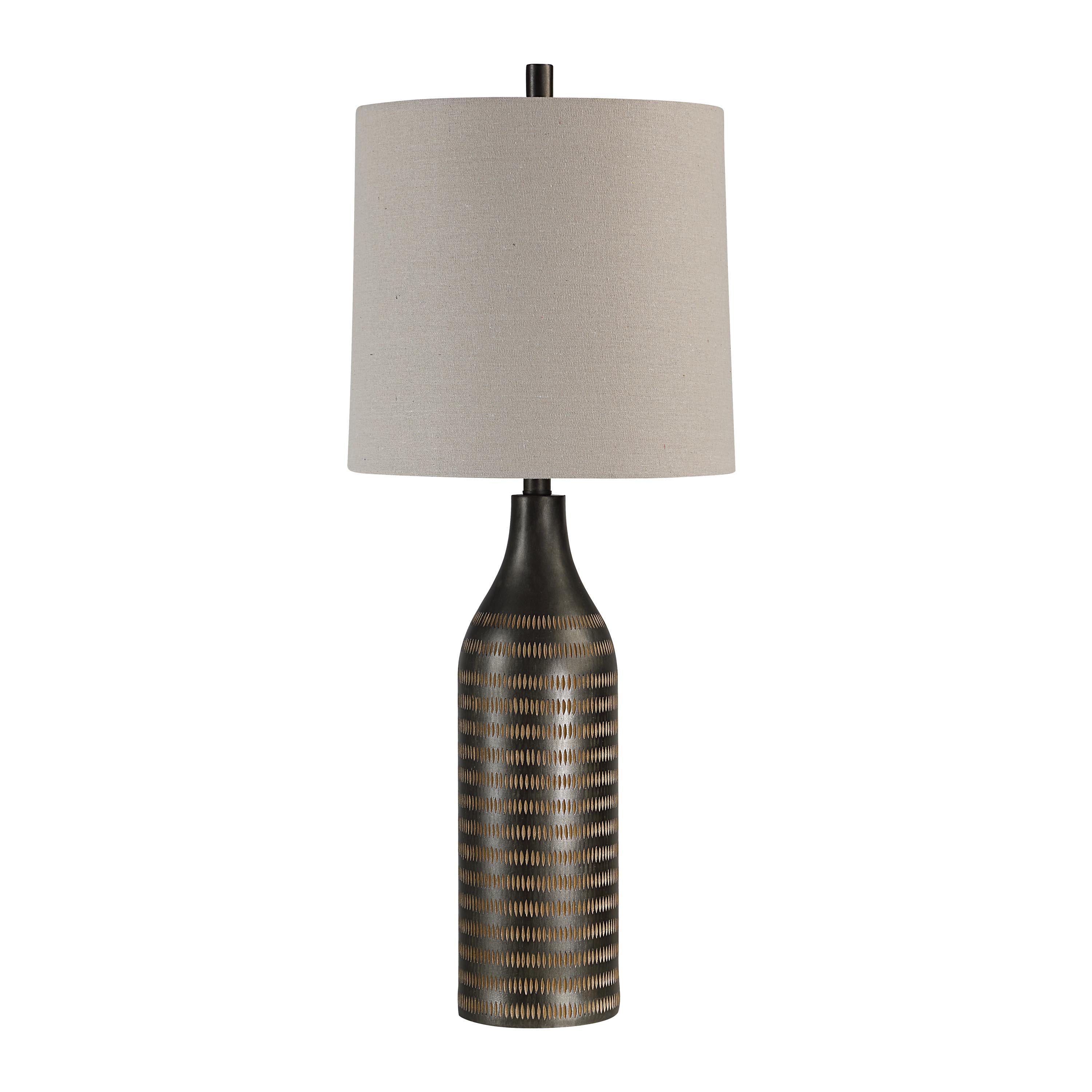Azzurra 33.5" Table Lamp, Brown with Linen Shade-Table Lamp-DECOROLALA