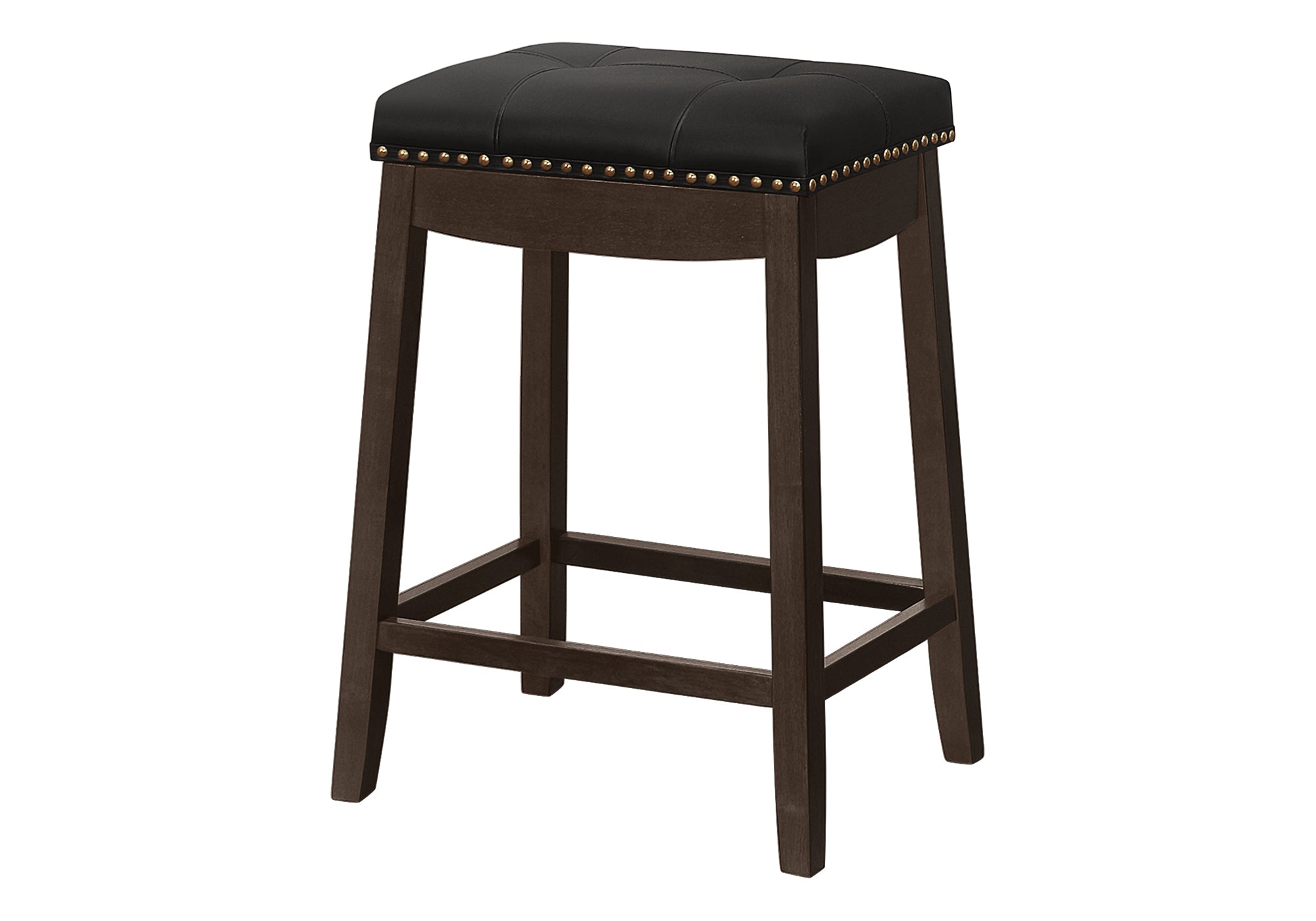 BARSTOOL - 2PCS / 24"H / BLACK LEATHER-LOOK / ESPRESSO-Bar Stool-DECOROLALA