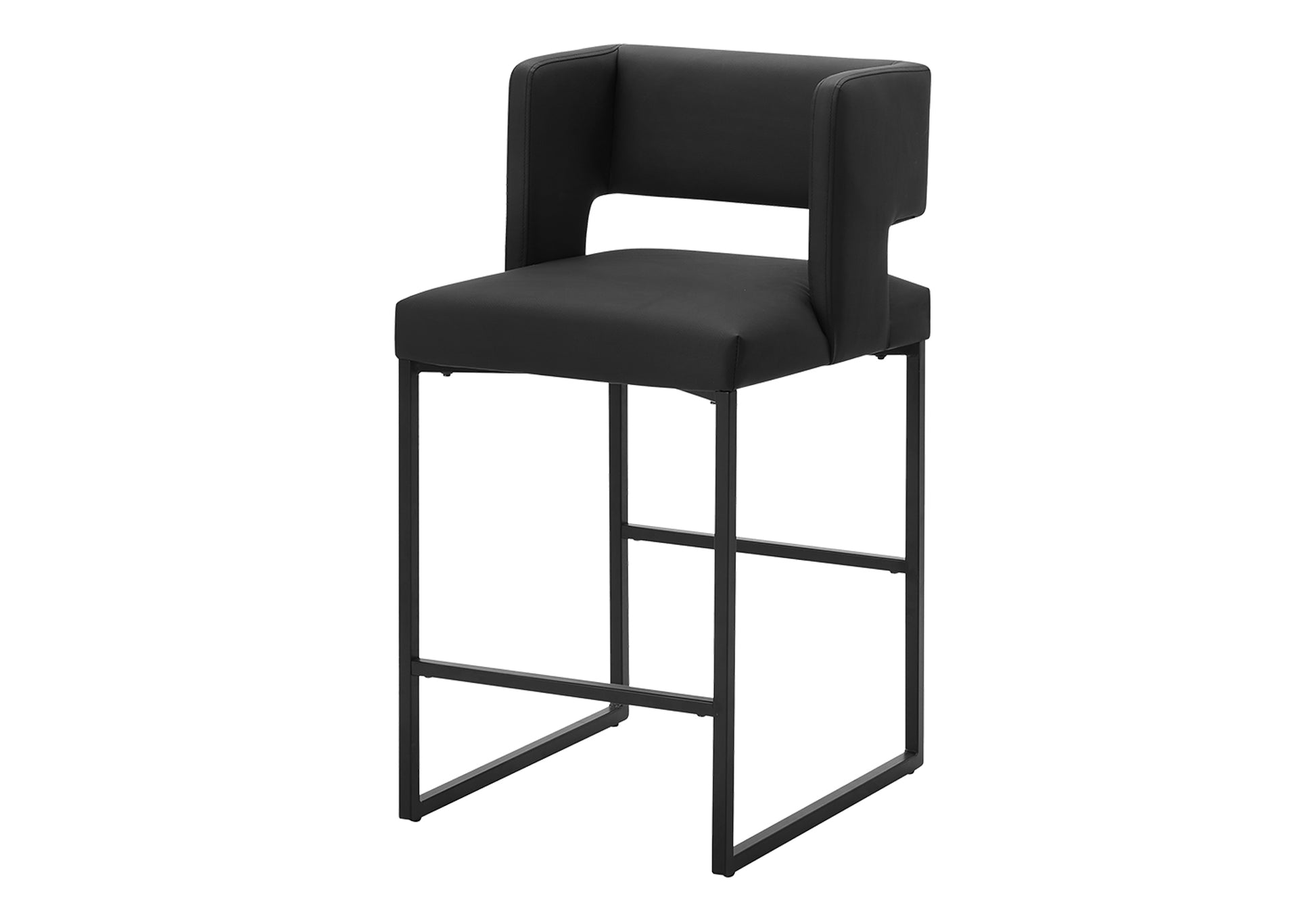 BARSTOOL - 2PCS / 36"H / BLACK PU / METAL COUNTER HEIGHT-DECOROLALA