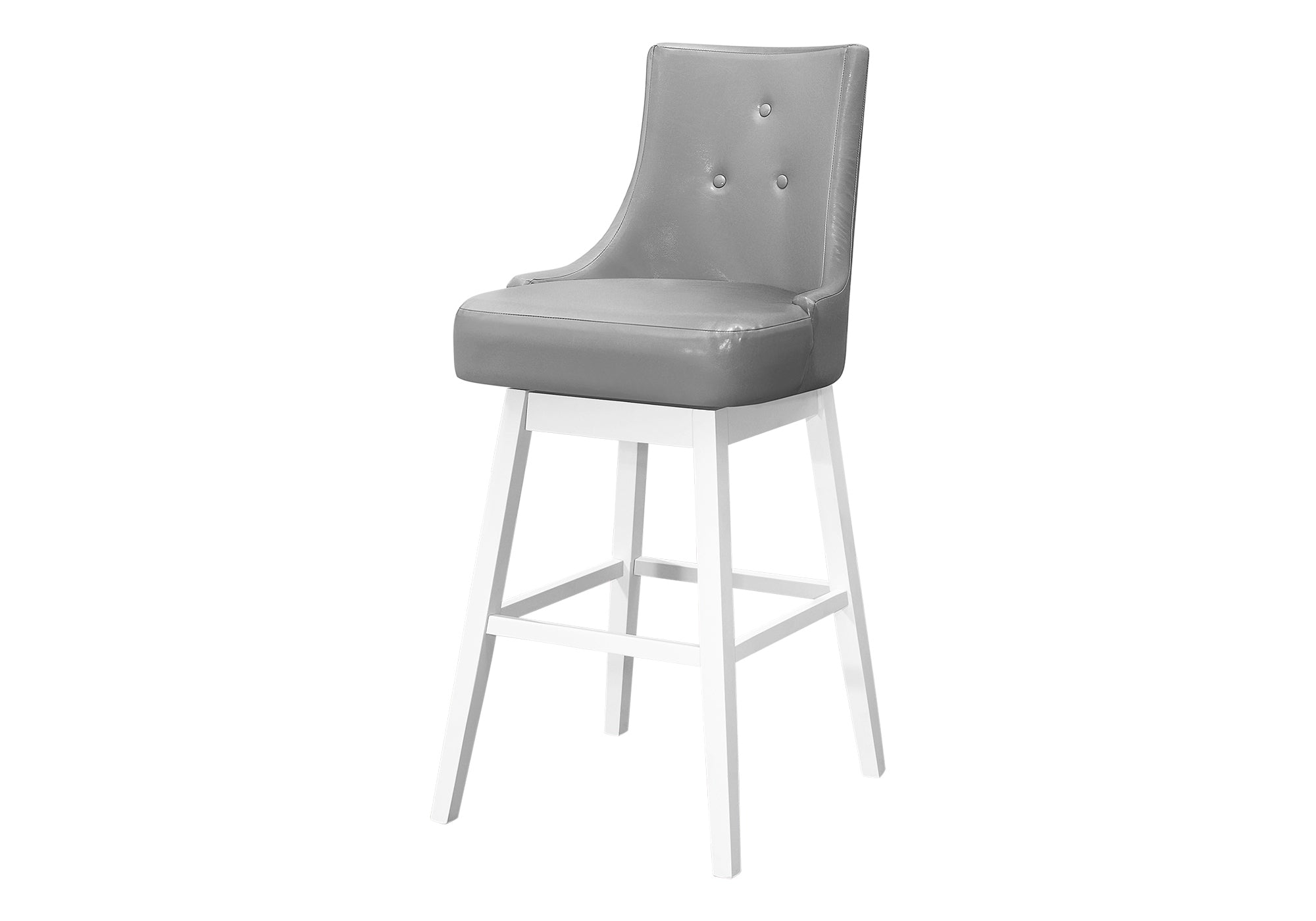 BARSTOOL - 2PCS / 46"H / GREY LEATHER-LOOK / SWIVEL-Bar Stool-DECOROLALA