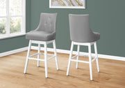 BARSTOOL - 2PCS / 46"H / GREY LEATHER-LOOK / SWIVEL-Bar Stool-DECOROLALA