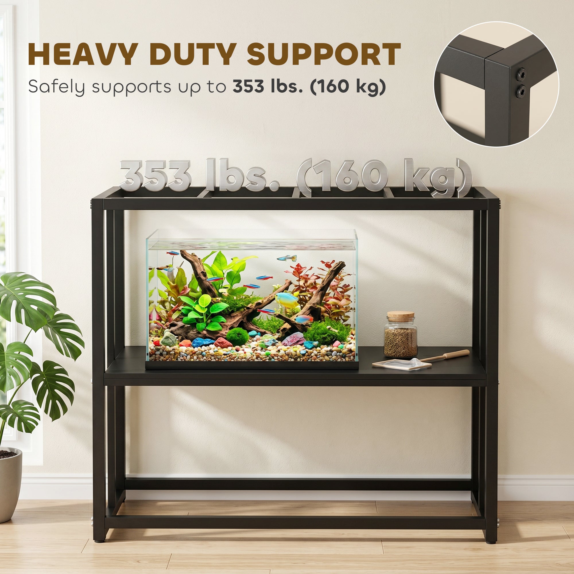40 Gallon Fish Tank Stand, Heavy Duty Aquarium Stand with Storage Shelf, Adjustable Feet, 36.6" L x 18.5" W x 29.9" H
