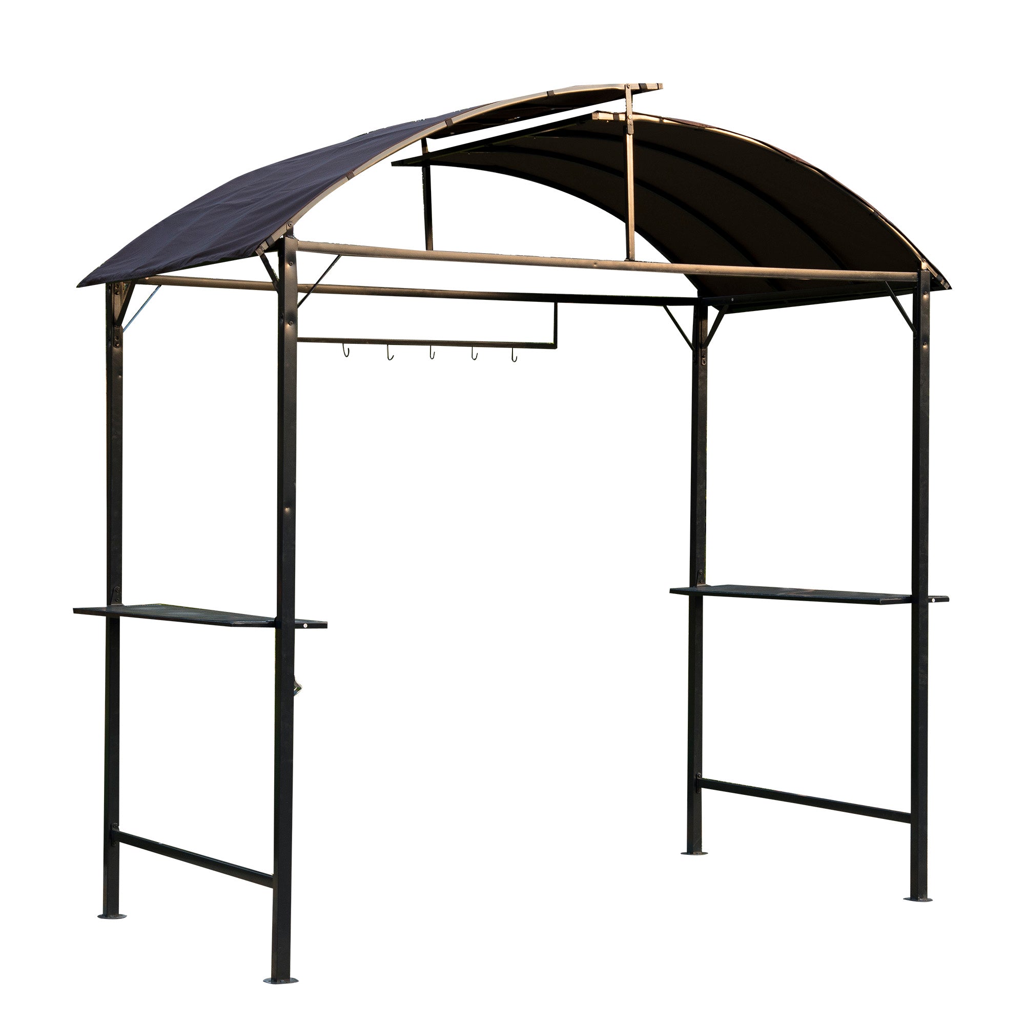 BBQ Gazebo Tent 8x4ft - Metal Frame Arch Canopy Sunshade Portable Shelter with Shelf Coffee-DECOROLALA