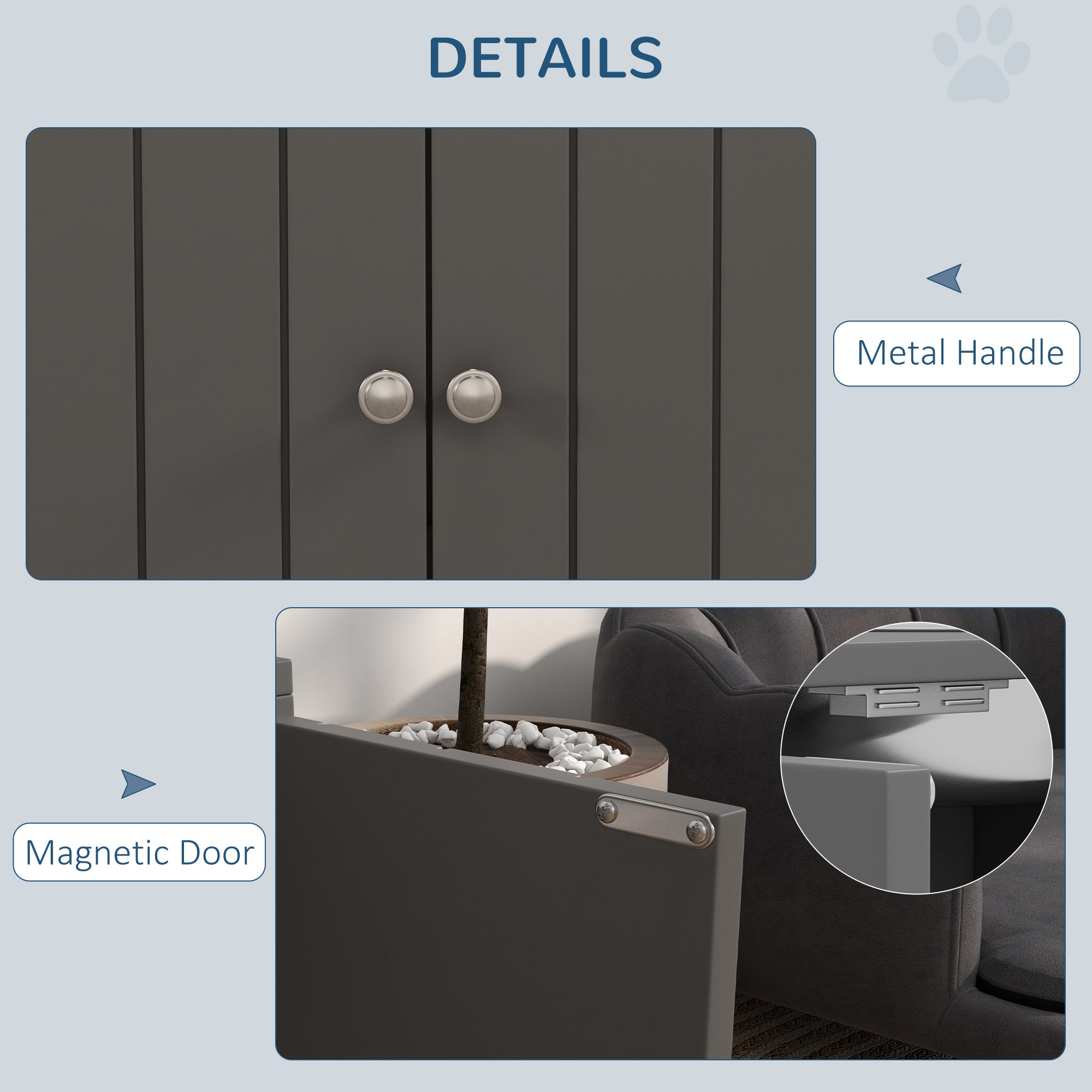 Elevated Dog Bowls for Large Dogs Pet Feeding Station with Stand, Storage, 2 Stainless Steel Food and Water Bowls, Grey