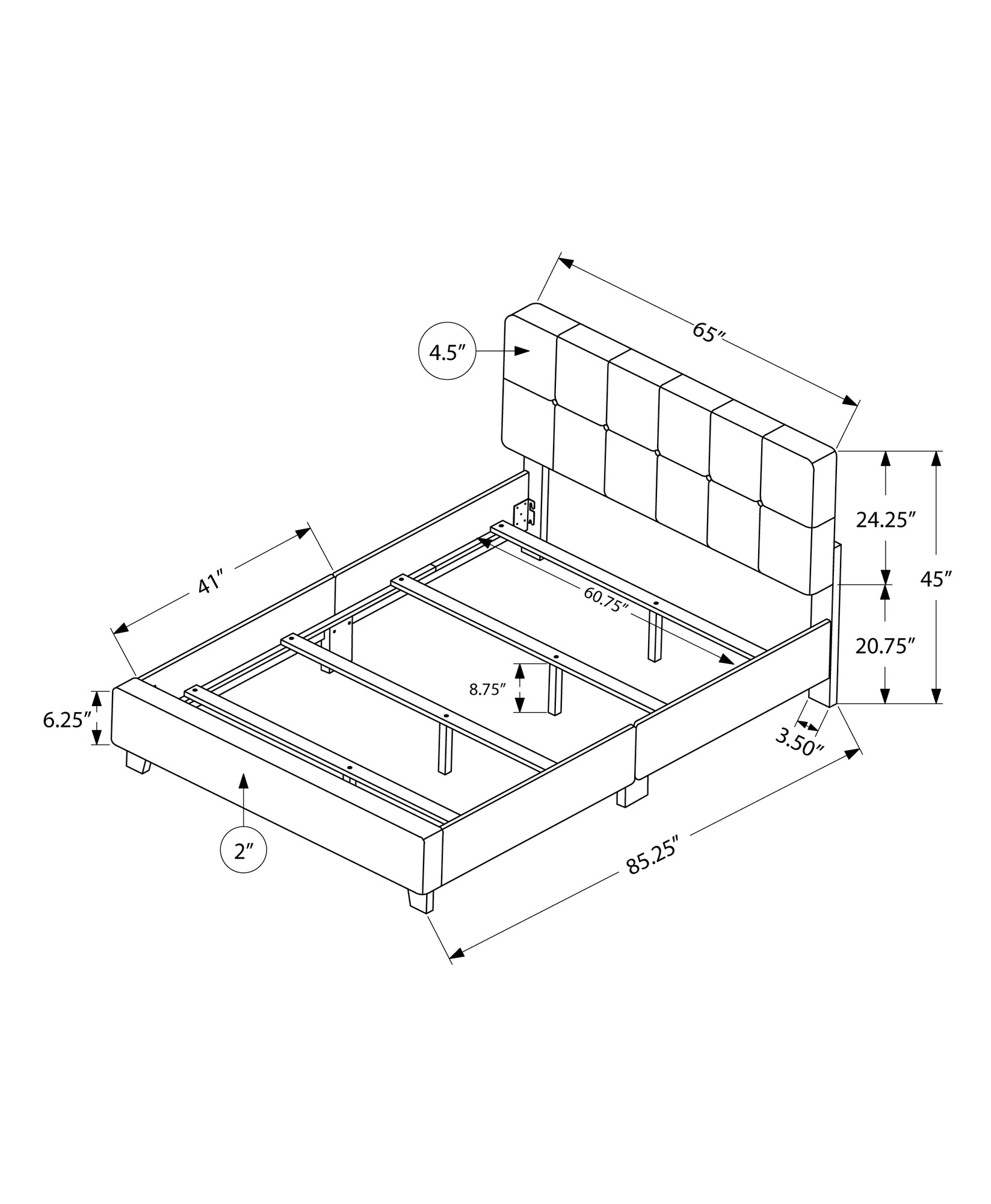 BED - QUEEN SIZE / BEIGE LINEN-Standard Beds-DECOROLALA