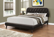 BED - QUEEN SIZE / BROWN LEATHER-LOOK WITH WOOD LEGS-Standard Beds-DECOROLALA