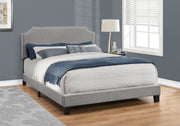 BED - QUEEN SIZE / GREY LINEN WITH CHROME TRIM-Standard Beds-DECOROLALA