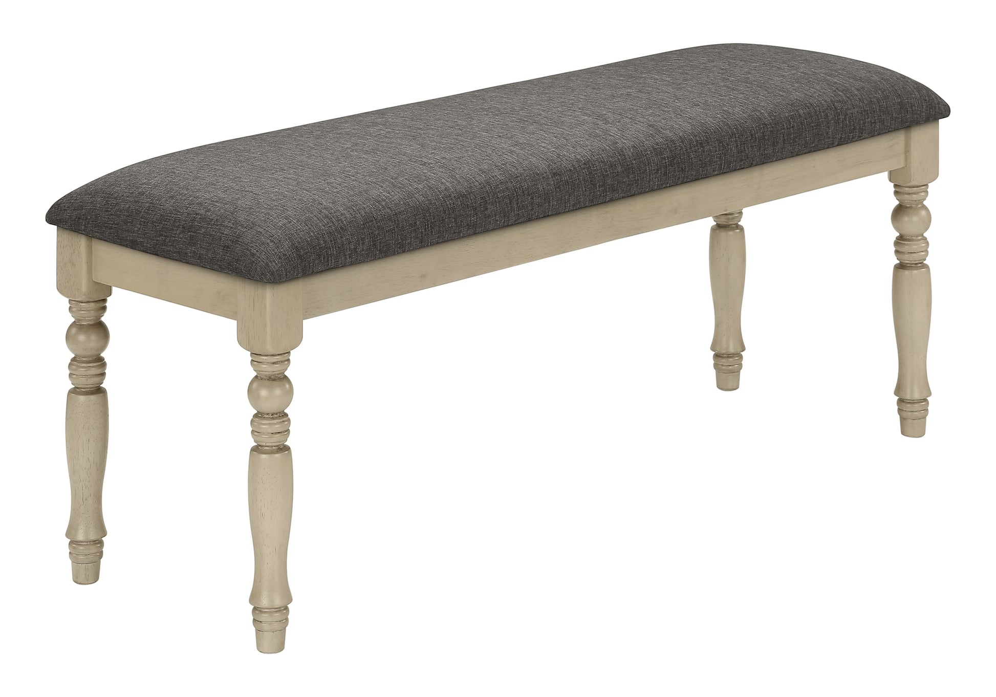 BENCH - 48"L / ANTIQUE GREY / GREY FABRIC-Benches-DECOROLALA