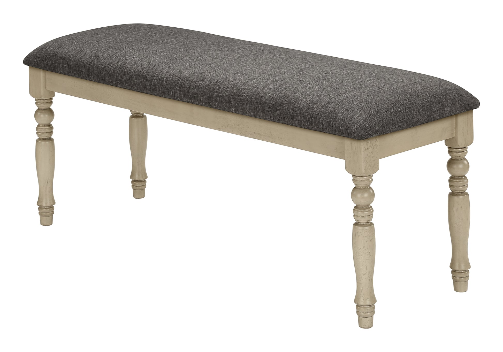 BENCH - 48"L / ANTIQUE GREY / GREY FABRIC-Benches-DECOROLALA