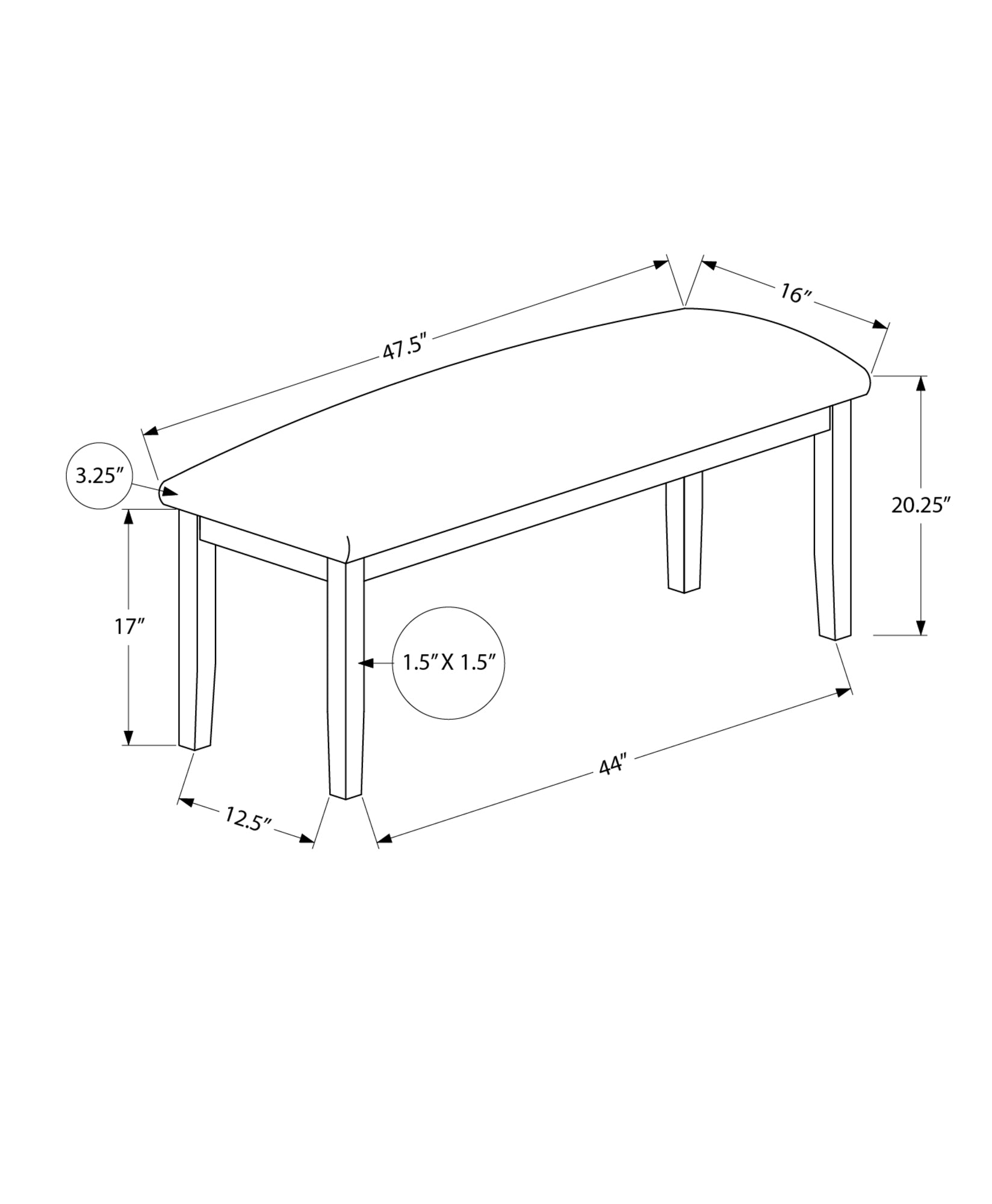 BENCH - 48"L / ESPRESSO / BLACK PU SEAT-Benches-DECOROLALA