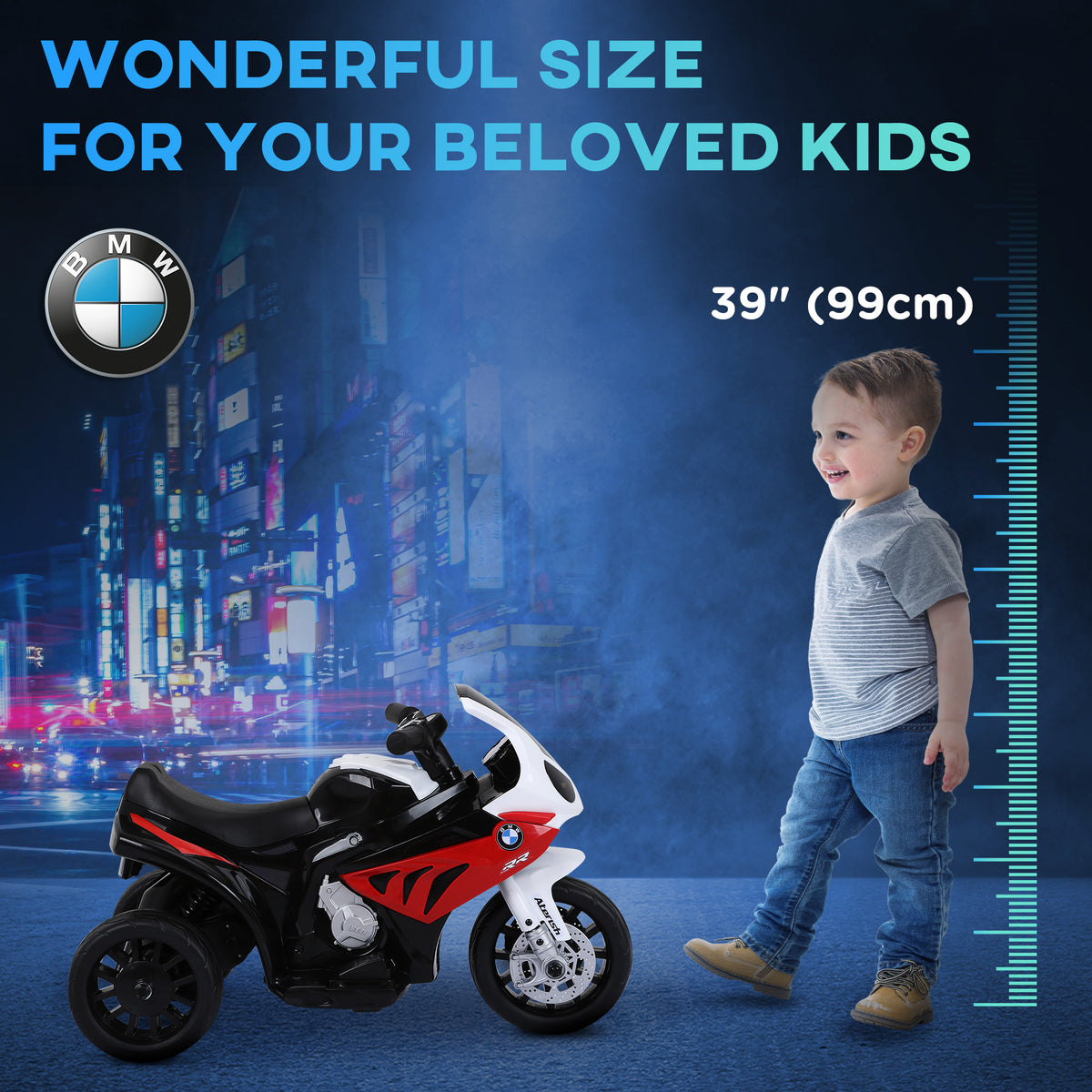 Kids Motorcycle, 6V Battery Powered Toddler Motorcycle with Headlight, Music, 3 Wheels Electric Motorcycle for Kids, Licensed BMW, Gift for Boys & Girls-Toys & Games > Baby & Toddler Toys > Electric Ride-On Toys > Electric Motorcycles-DECOROLALA