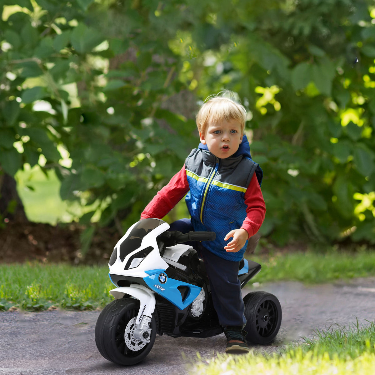 Kids Motorcycle, 6V Battery Powered Toddler Motorcycle with Headlight, Music, 3 Wheels Electric Motorcycle for Kids, Licensed BMW, Gift for Boys & Girls-Toys & Games > Baby & Toddler Toys > Electric Ride-On Toys > Electric Motorcycles-DECOROLALA