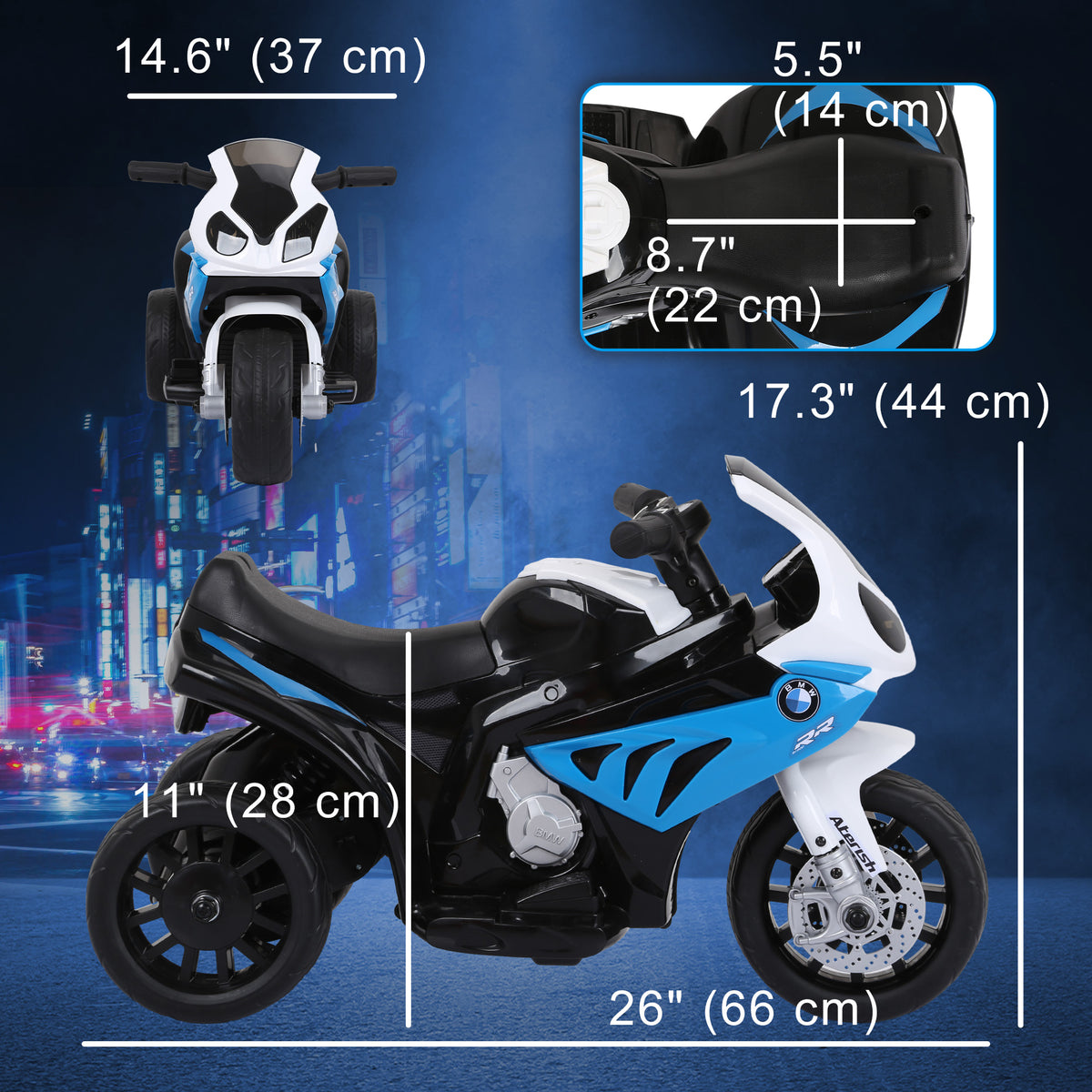 Kids Motorcycle, 6V Battery Powered Toddler Motorcycle with Headlight, Music, 3 Wheels Electric Motorcycle for Kids, Licensed BMW, Gift for Boys & Girls-Toys & Games > Baby & Toddler Toys > Electric Ride-On Toys > Electric Motorcycles-DECOROLALA