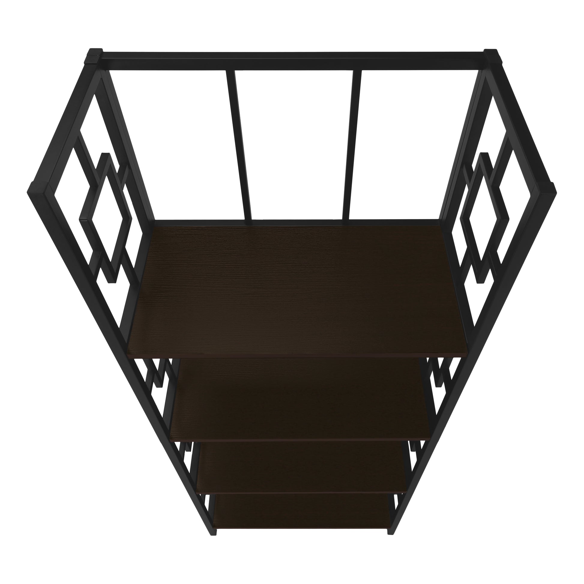 BOOKCASE - 62"H / ESPRESSO / BLACK METAL ETAGERE-Bookshelf-DECOROLALA