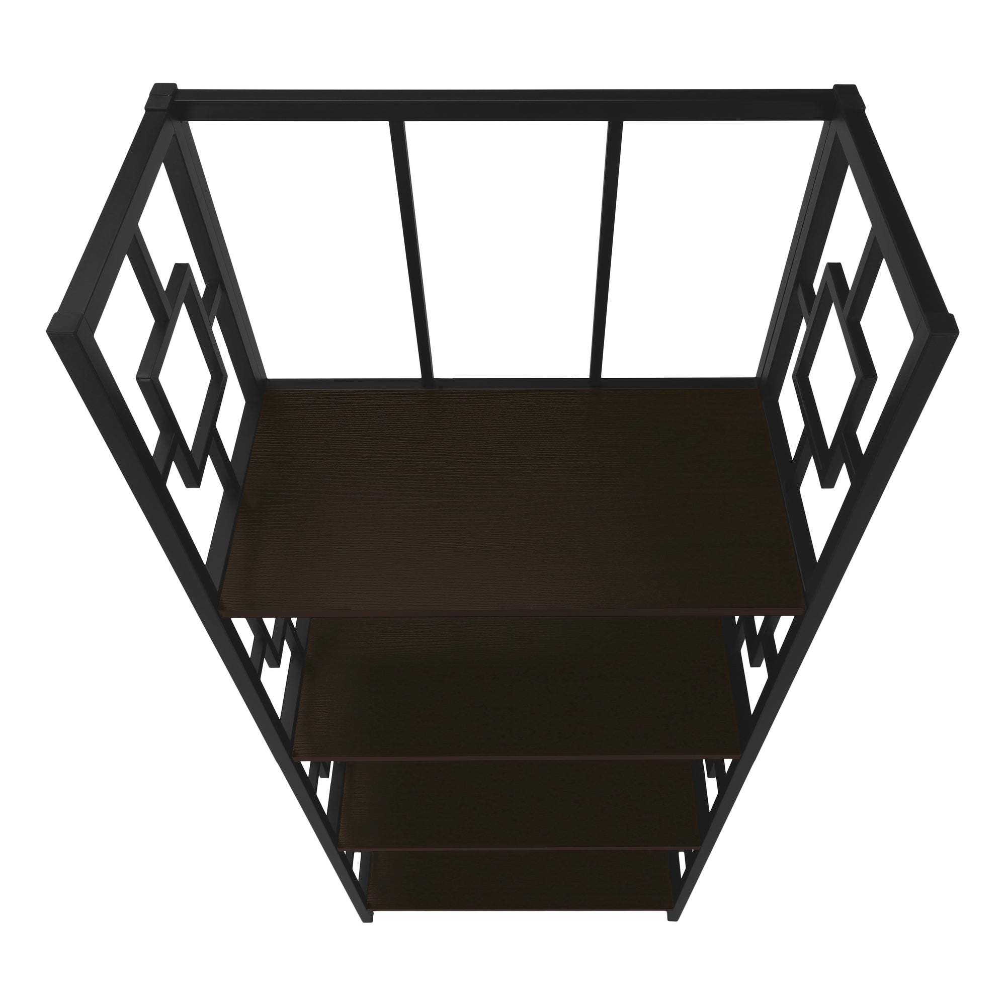 BOOKCASE - 62"H / ESPRESSO / BLACK METAL ETAGERE-Bookshelf-DECOROLALA