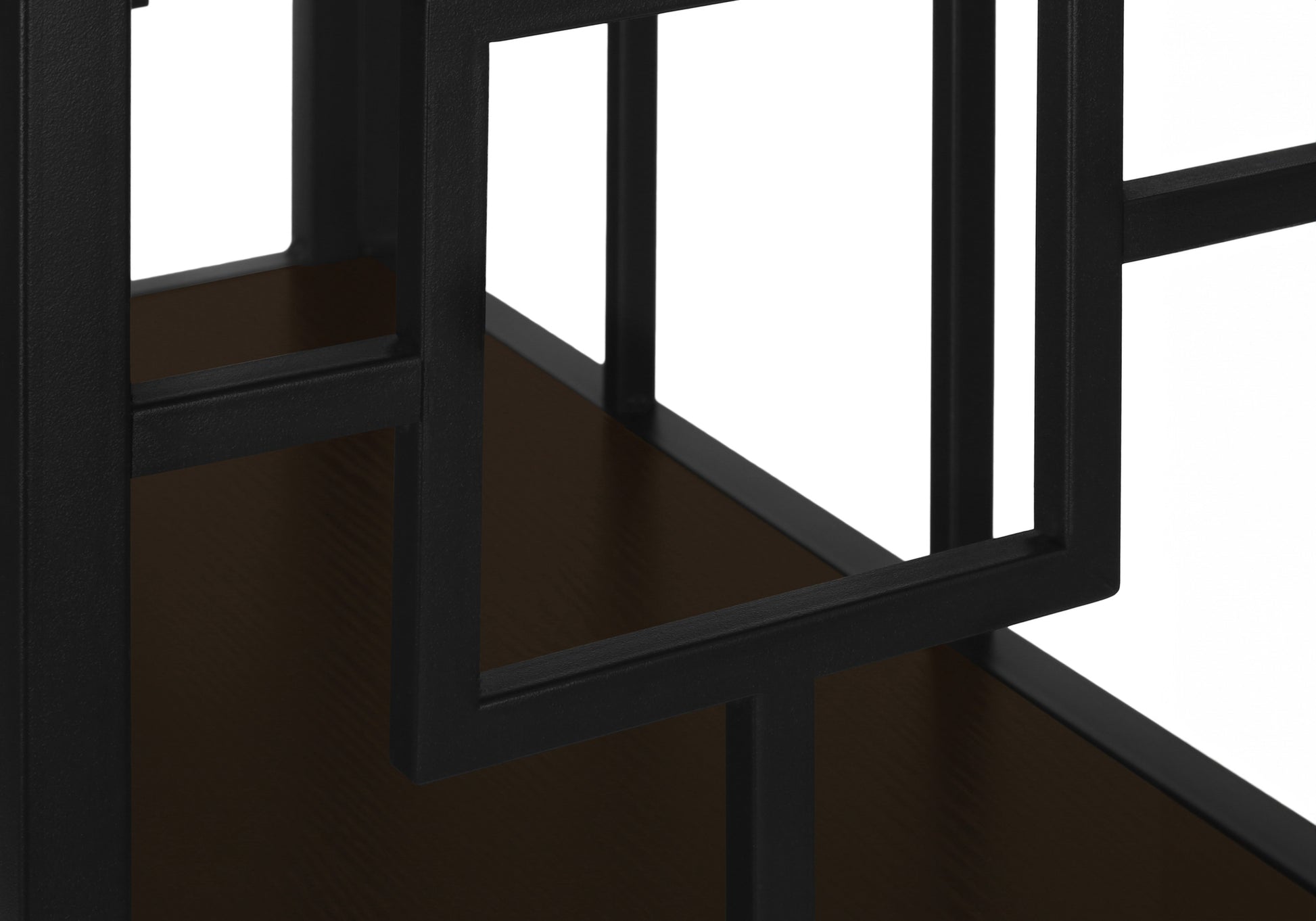 BOOKCASE - 62"H / ESPRESSO / BLACK METAL ETAGERE-Bookshelf-DECOROLALA