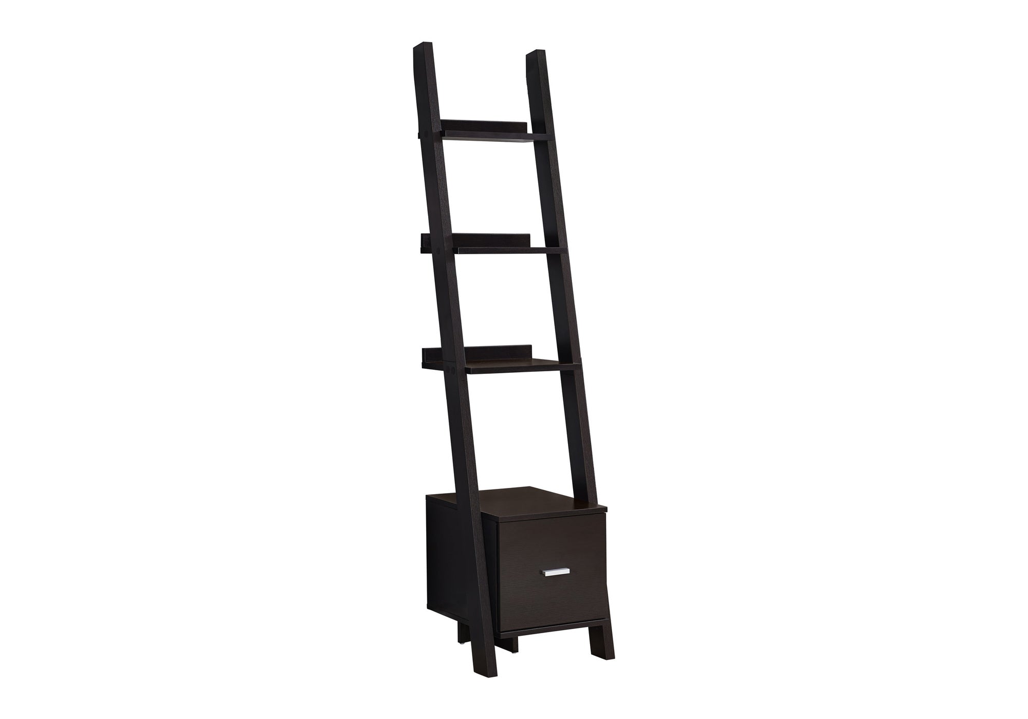 BOOKCASE - 69"H / ESPRESSO CORNER ETAGERE W/ DRAWER-Bookshelf-DECOROLALA