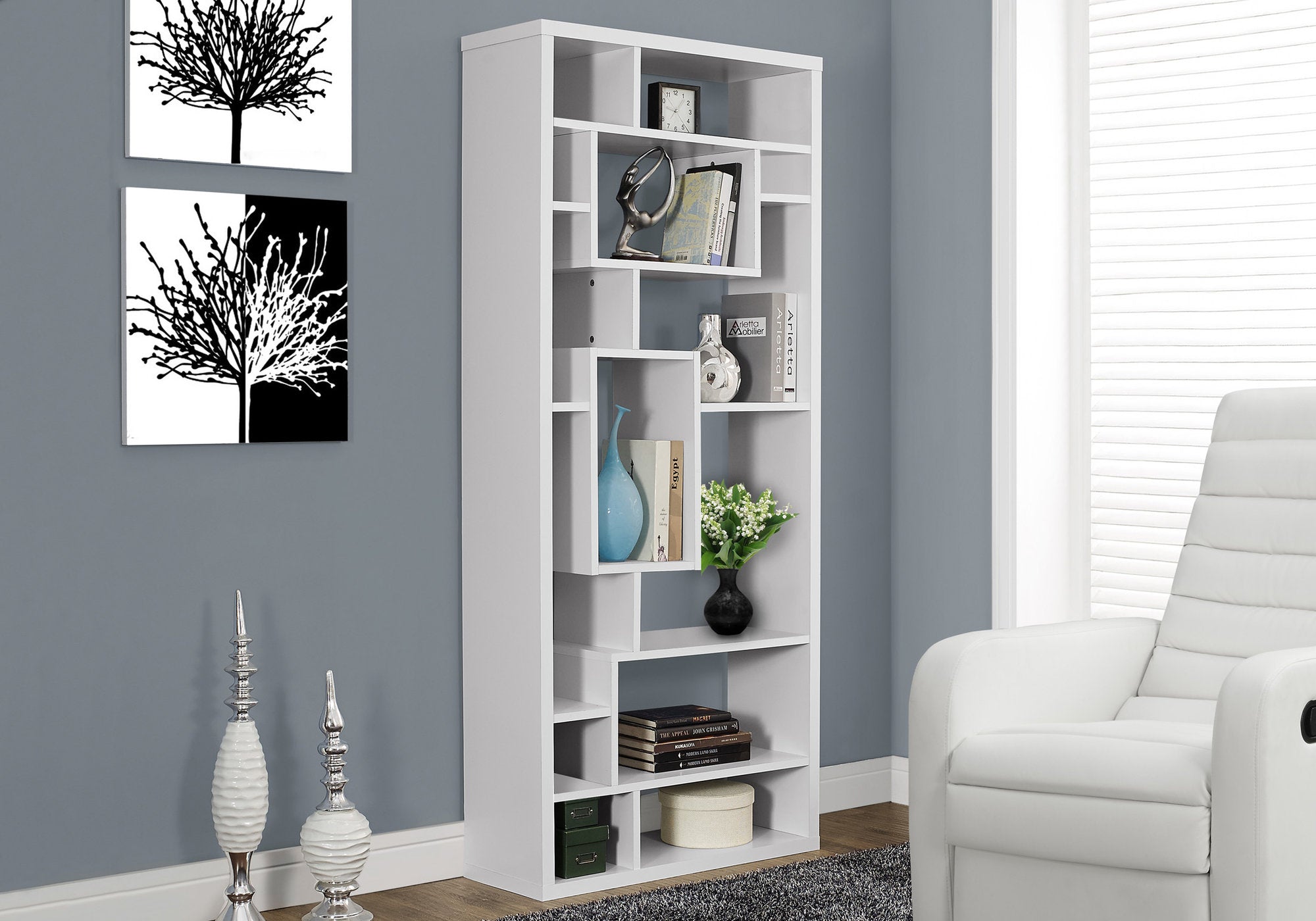 BOOKCASE - 72"H / WHITE-Bookshelf-DECOROLALA
