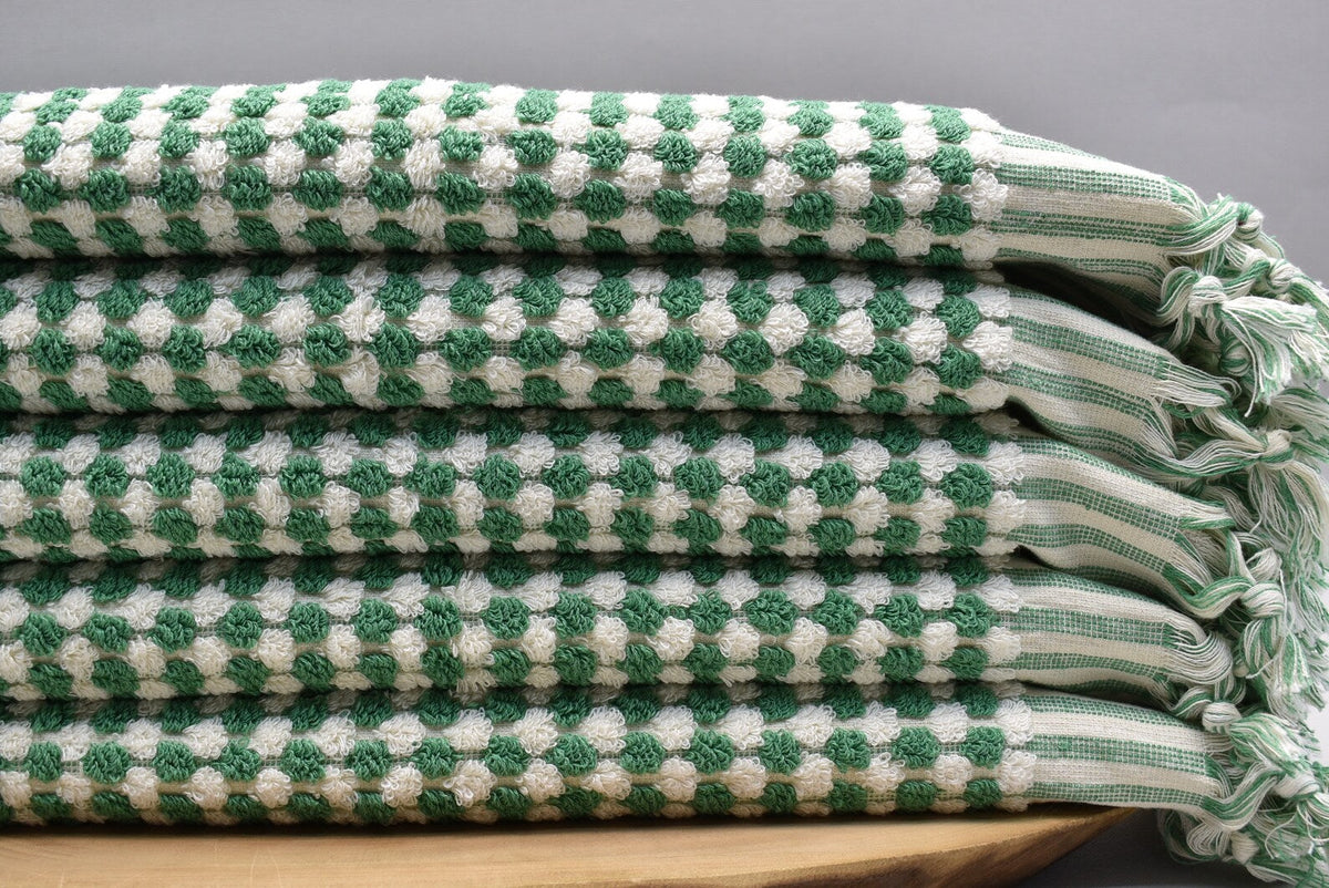 BUBBLE GREEN TERRY HAND TOWEL-Hand Towels-DECOROLALA