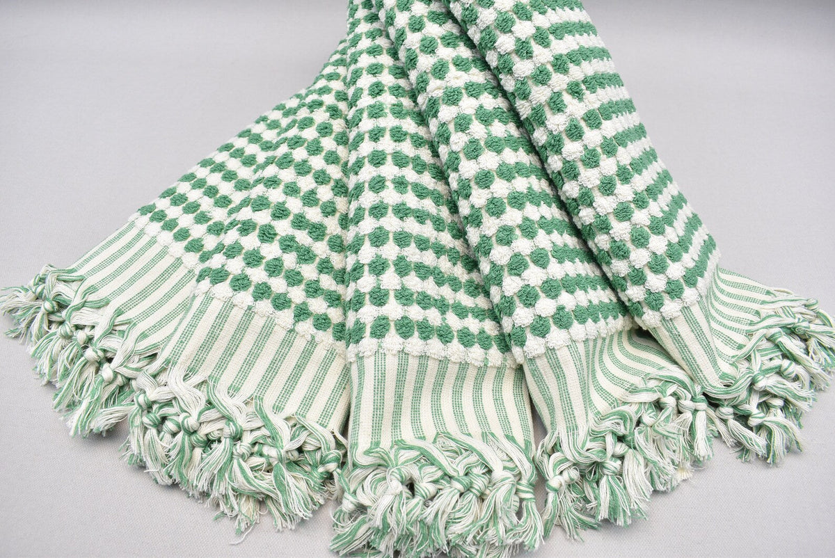 BUBBLE GREEN TERRY HAND TOWEL-Hand Towels-DECOROLALA