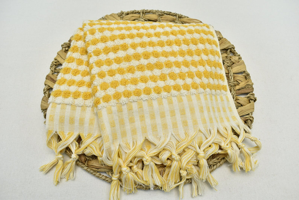 BUBBLE MUSTARD TERRY HAND TOWEL-Hand Towels-DECOROLALA