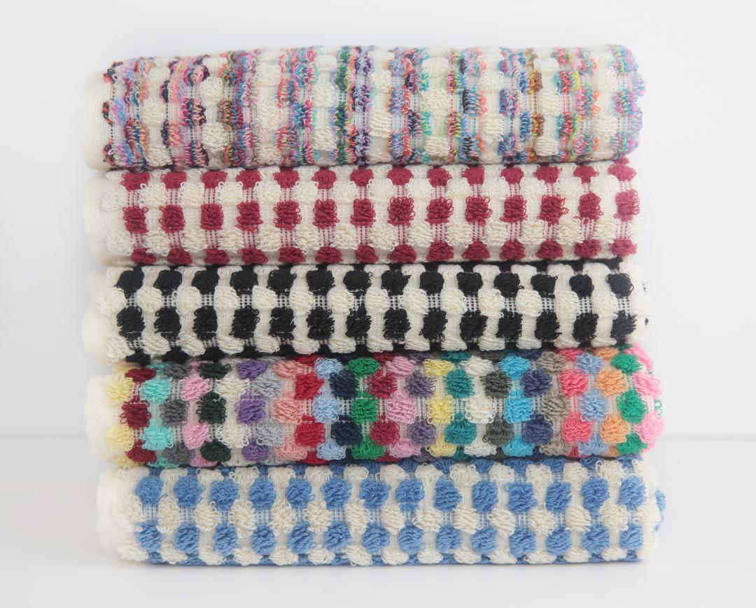 BUBBLE NAVY TERRY HAND TOWEL-Hand Towel-DECOROLALA