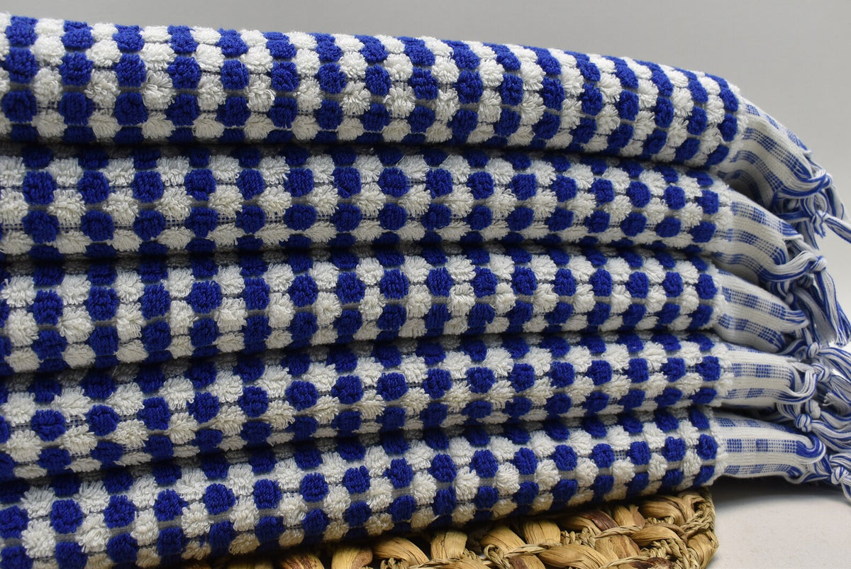 BUBBLE NAVY TERRY HAND TOWEL-Hand Towels-DECOROLALA