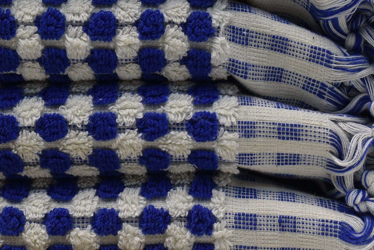 BUBBLE NAVY TERRY HAND TOWEL-Hand Towels-DECOROLALA
