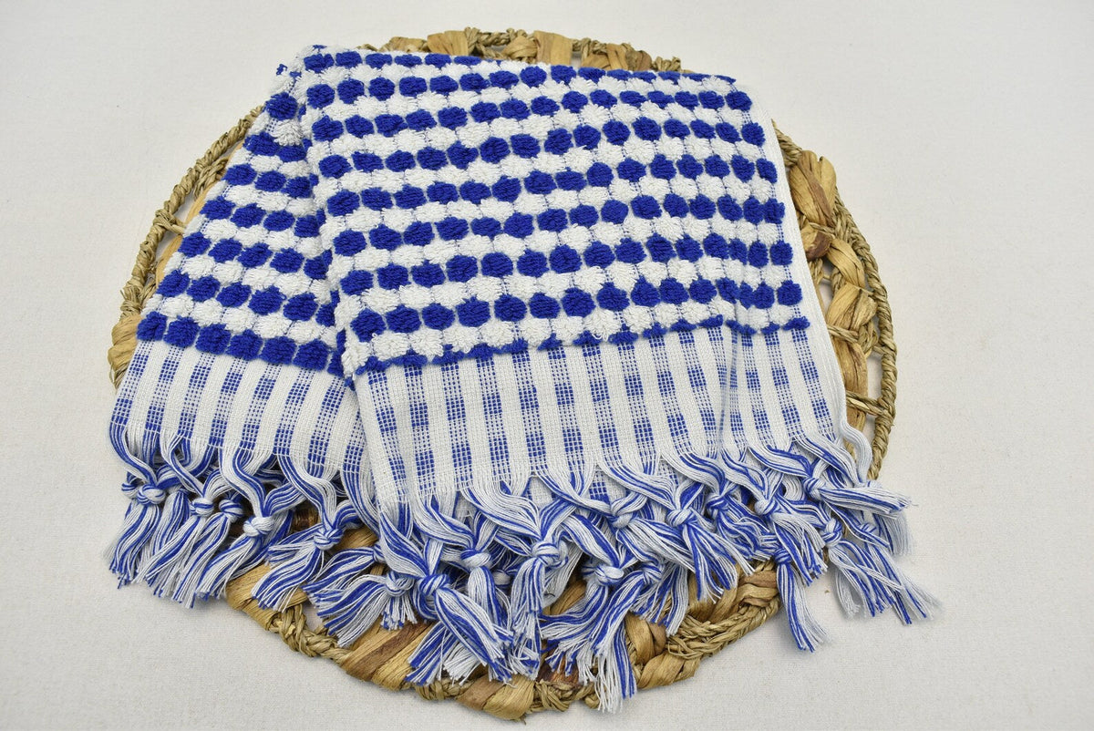 BUBBLE NAVY TERRY HAND TOWEL-Hand Towels-DECOROLALA