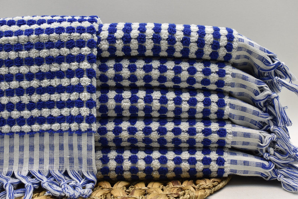 BUBBLE NAVY TERRY HAND TOWEL-Hand Towels-DECOROLALA