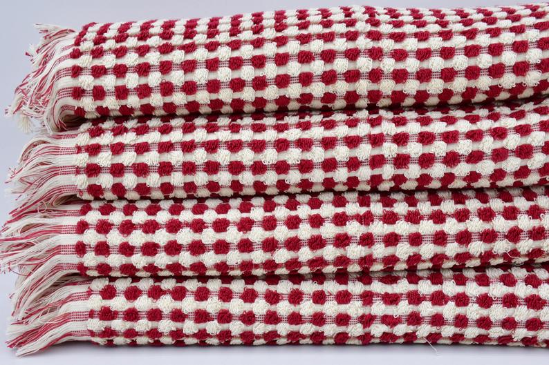 BUBBLE RED TERRY HAND TOWEL-Hand Towels-DECOROLALA