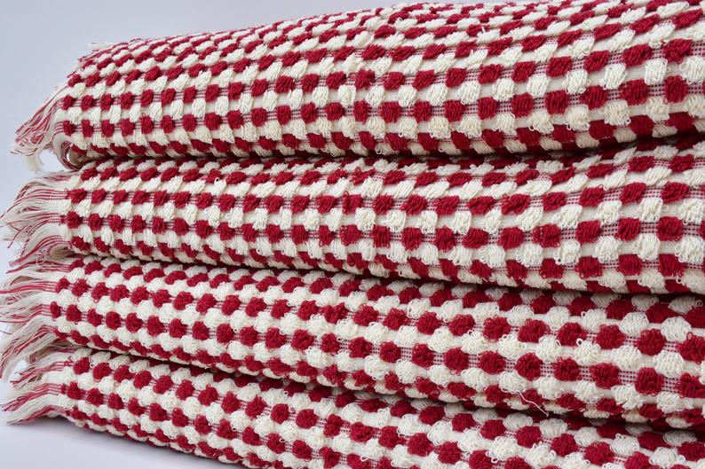 BUBBLE RED TERRY HAND TOWEL-Hand Towels-DECOROLALA